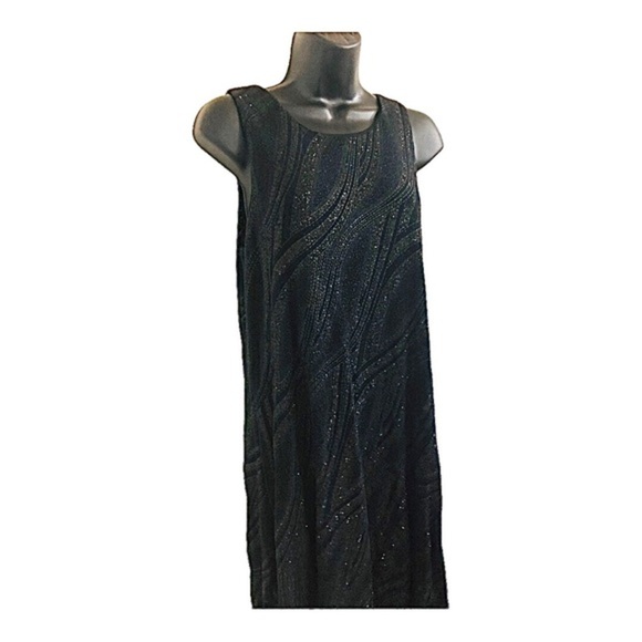 Nine West Beautiful black‎ sequin slinky sleeveless swing tent dress size 10 new - Picture 1 of 16